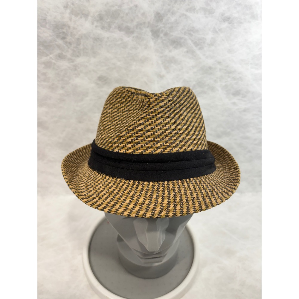 Milani Tan Brown 100% Straw Fedora Trilby Hat Black Band FD-185 Size S/M